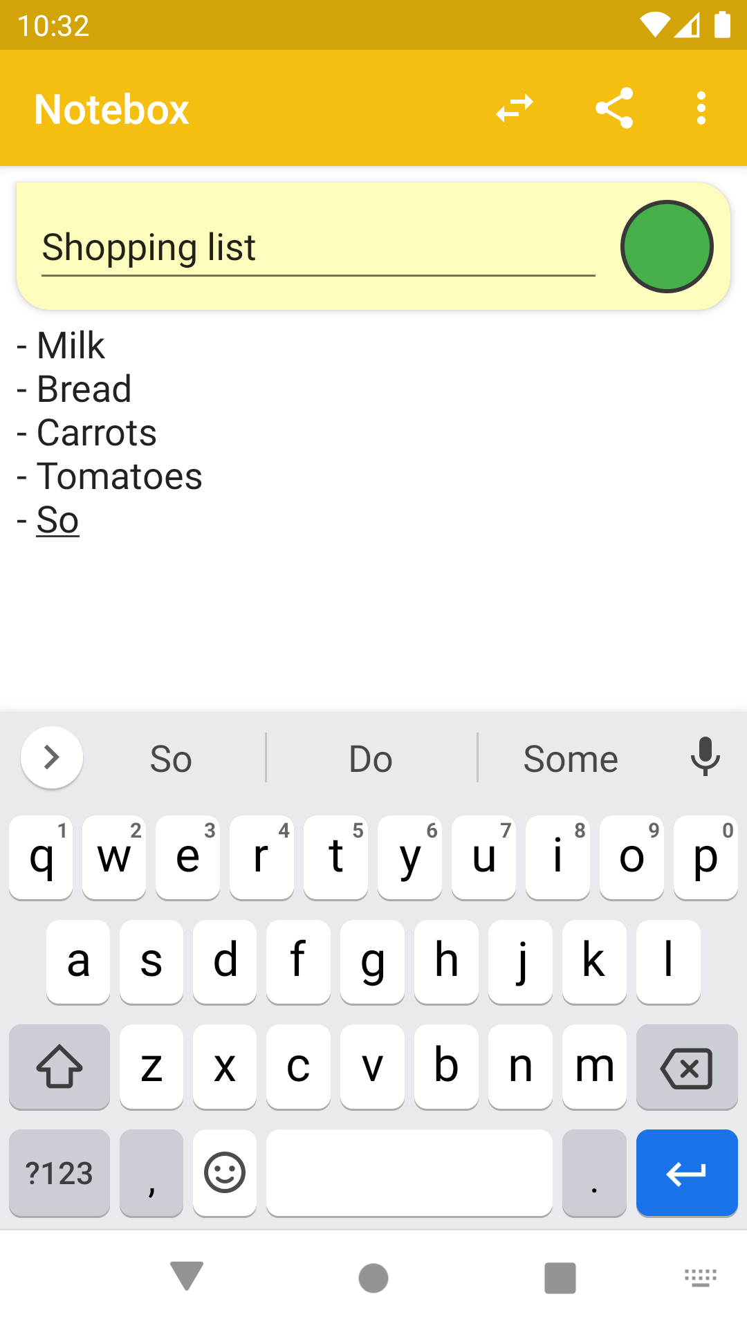 Editing a note in Notebox
