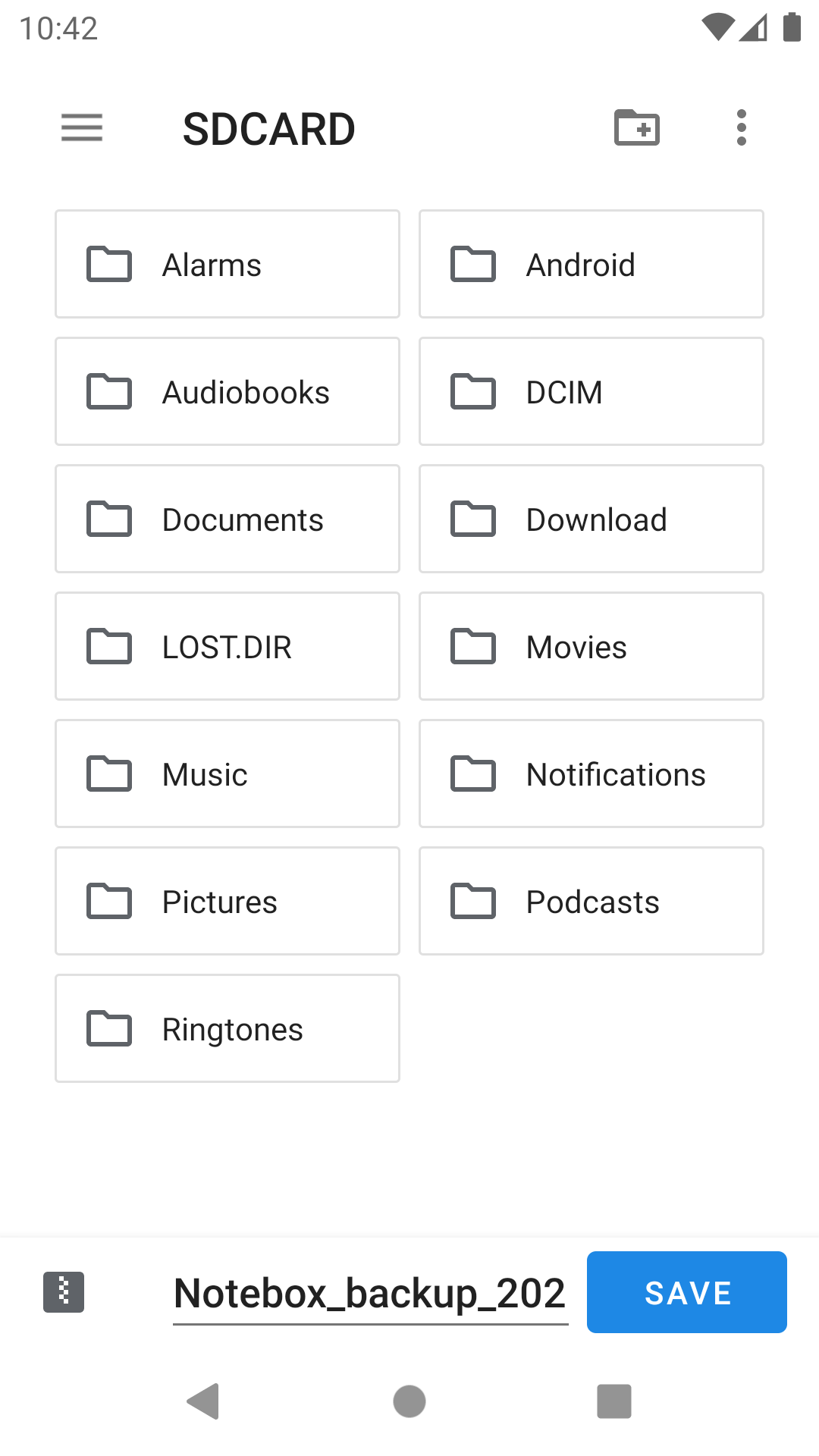 Saving Notebox backup archive to phone storage
